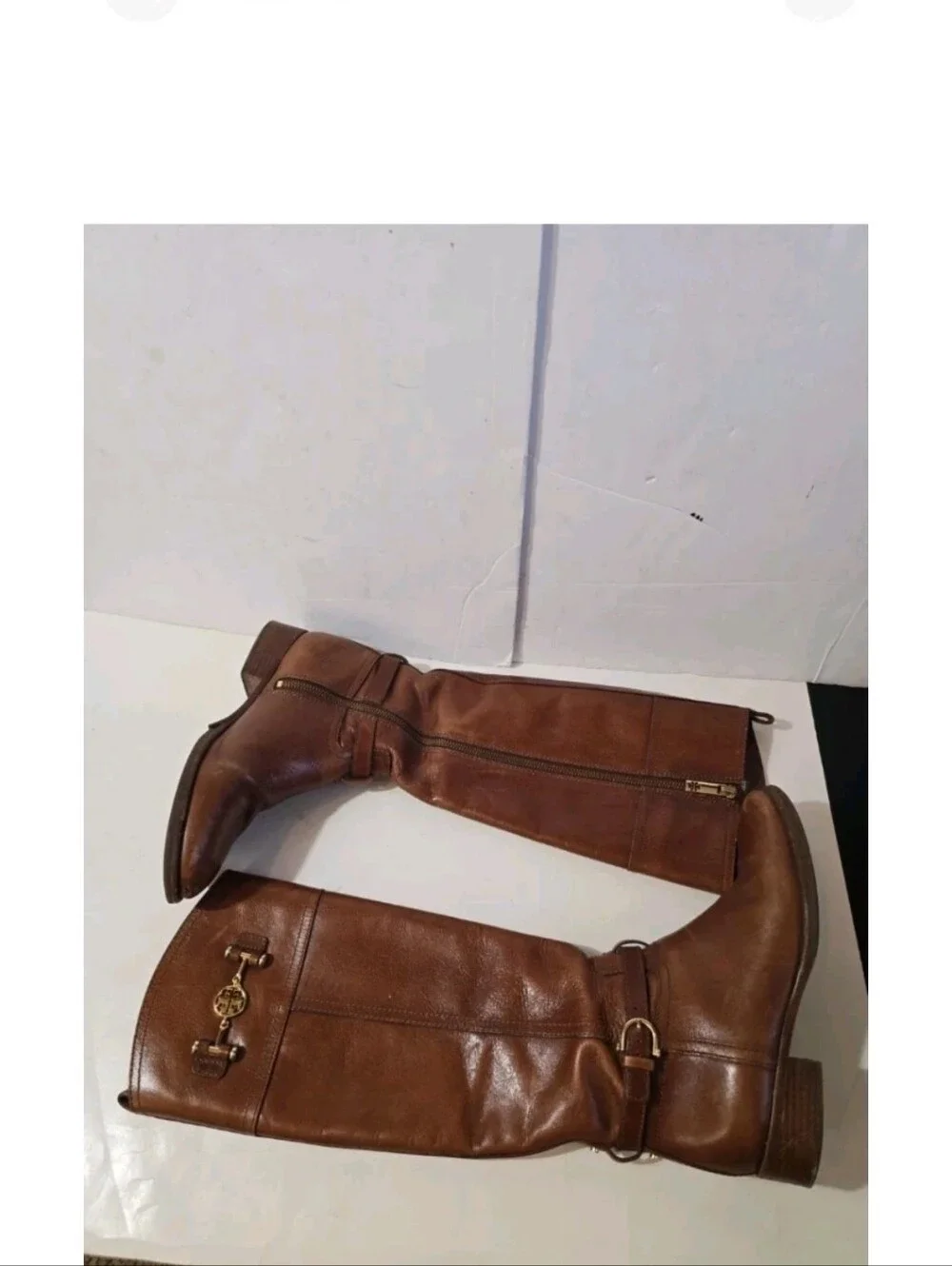 Tory Burch Womens Brown Leather Riding Boots - Classic Equestrian Style Size 7.5